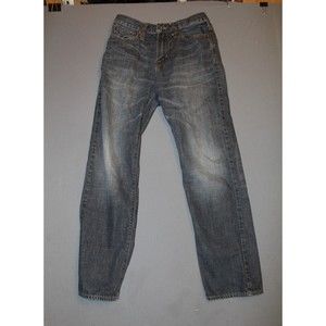American Eagle Relaxed Straight Jeans Mens Size 29x32 Dark Wash knee whiskers